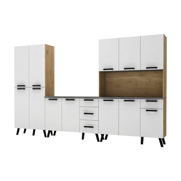 3 Piece Kitchen Set - UK Oak + Snow White