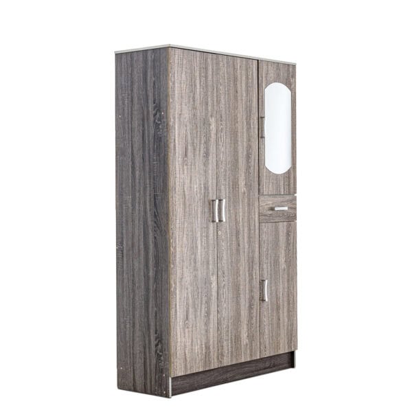 3 Door Wardrobe with Mirror - Black Oak