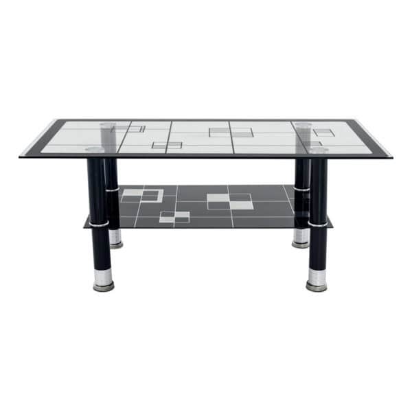 Coffee Table Glass Square Pattern - Black