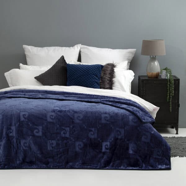 Pierre Cardin Mink Blanket 230x220 - Navy