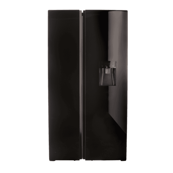 Defy - 496Lt Black Glass Side by Side WD Fridge - DFF456