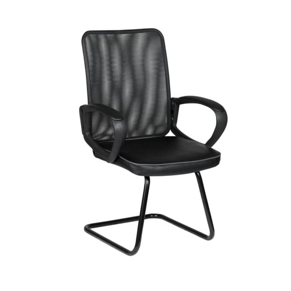 Mesh Office Chair with Padded Seat - Black