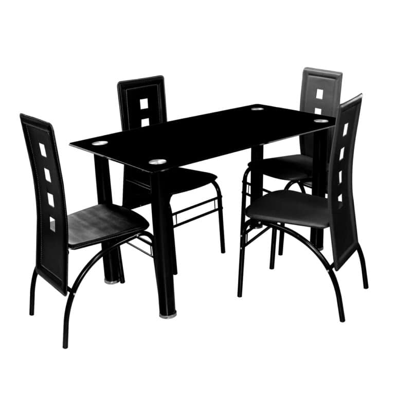 Dining Set Glass 1+4 - Black