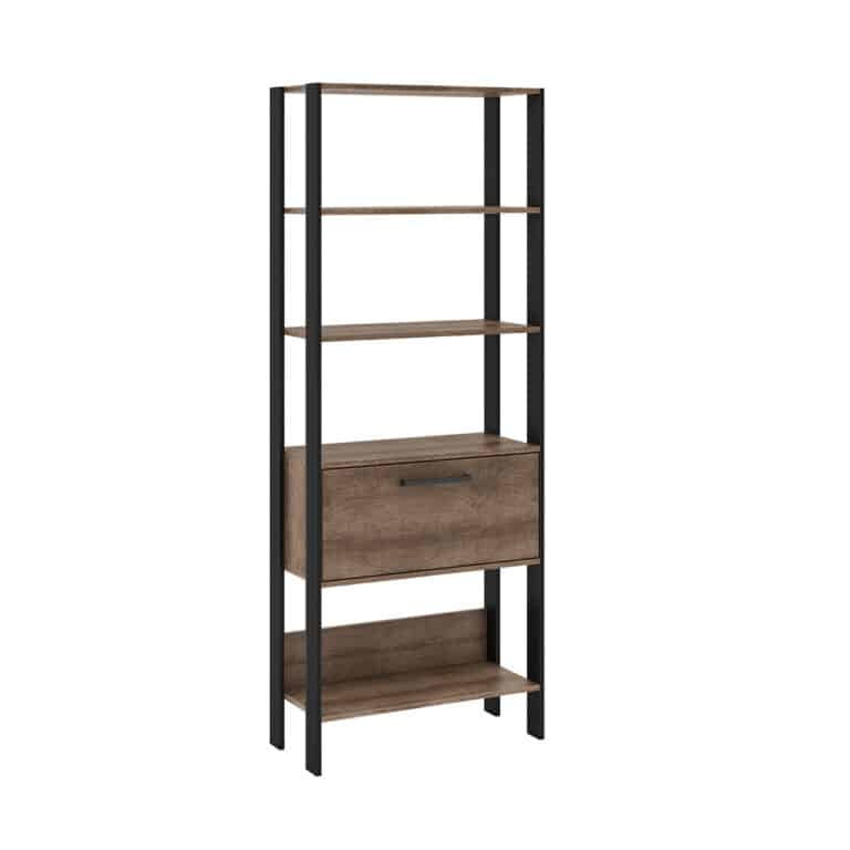 Modern Tower Shelf With 4 Shelves - Rustic Black