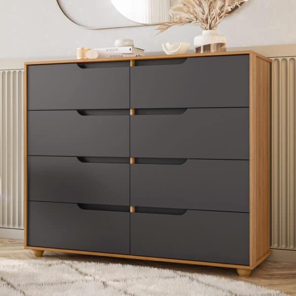 Modern Chest Of Draws Doble - Nature/Titanium