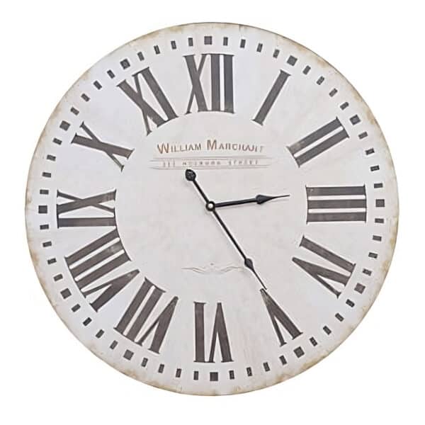 William Merchant Shabby Elegance 60cm Wall Clock - White & Black