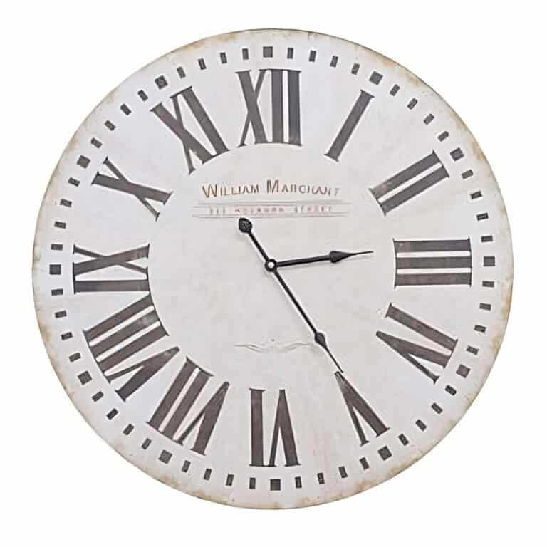 William Merchant Shabby Elegance 60cm Wall Clock - White & Black