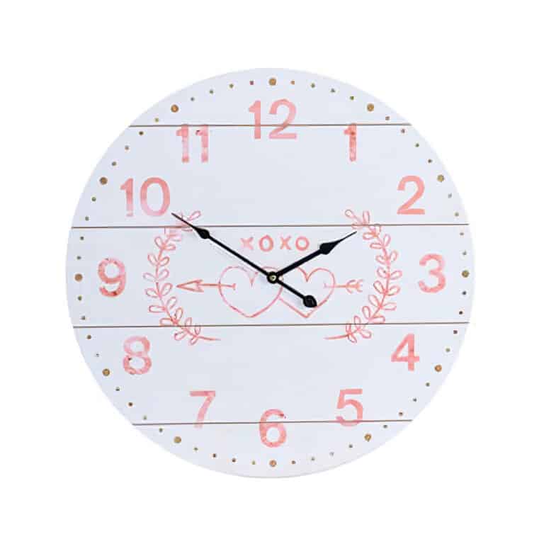 Shabby Elegance - Xoxo 55CM Wall Clock - White & Pink