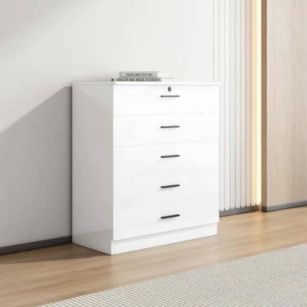 High Gloss 5 Drawer Chest of Drawers