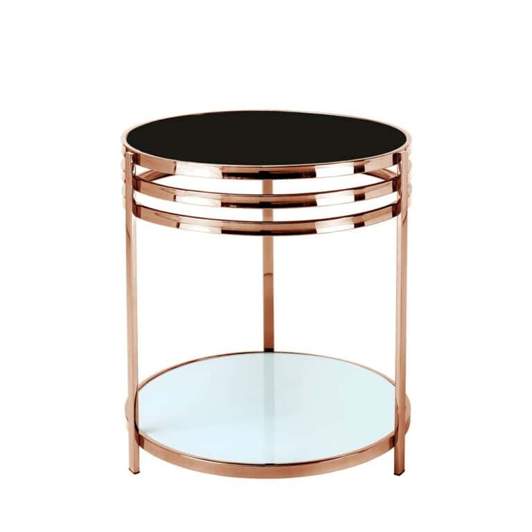 Rose Gold Round Glass Side Table