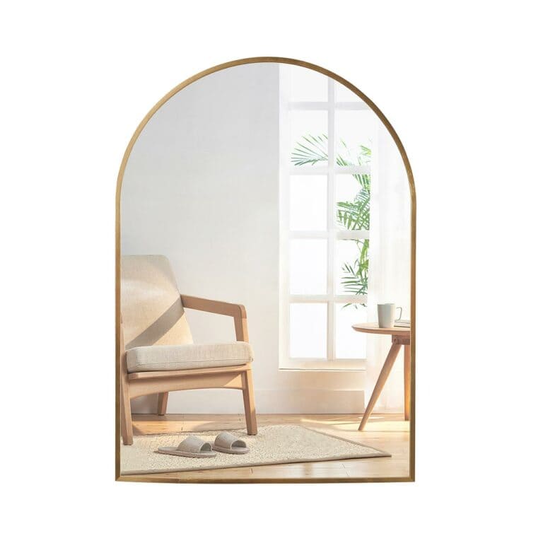 Contemporary Gold Hanging Bathroom Mirror