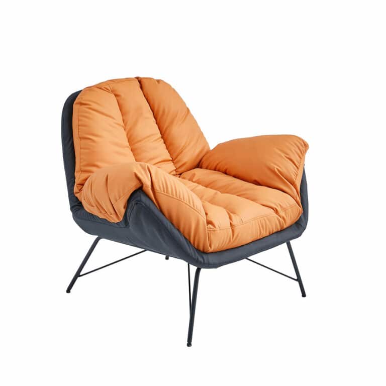 Plush Black And Orange Home Chair