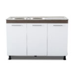 3 Door Base With Sink - White + Dark Oak