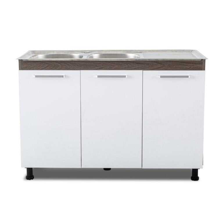 3 Door Base With Sink - White + Dark Oak