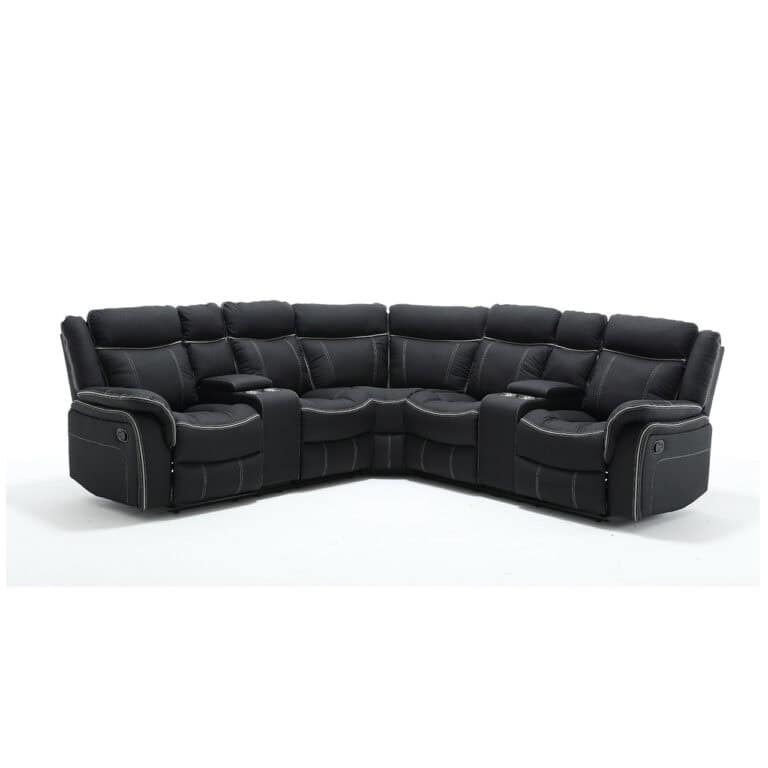 Recliner Corner Lounge Suite With Console - Available in 2 Colours