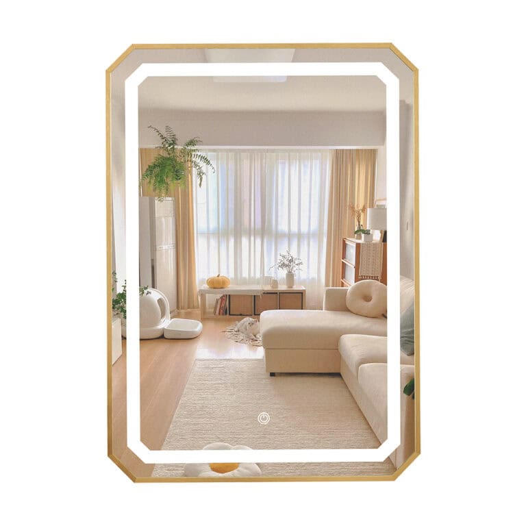 Gold Frame Mirror with LED Light