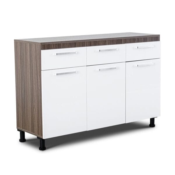 3 Door Base - White + Dark Oak