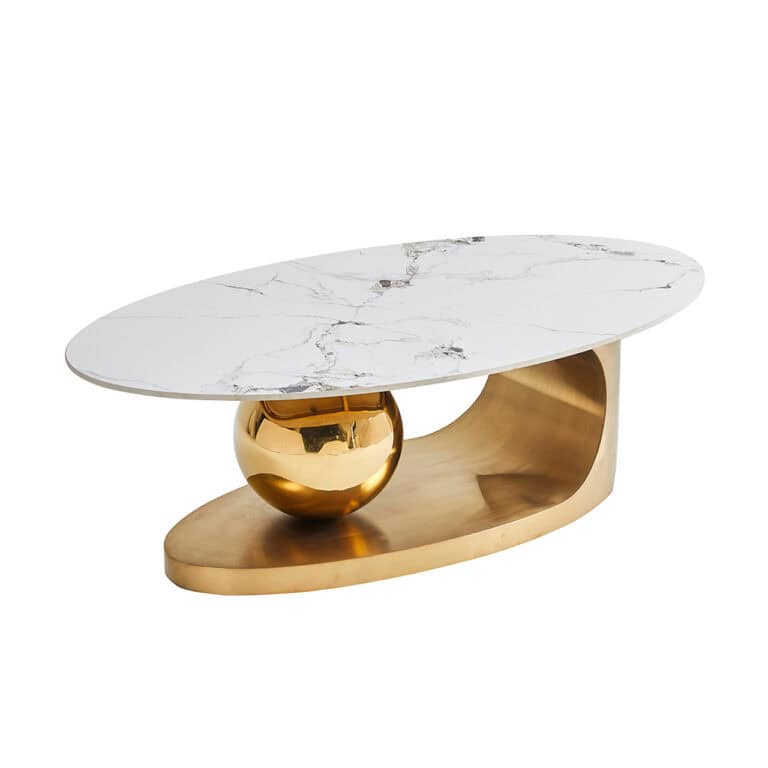 Abstract Golden Ball Coffee Table - White + Gold