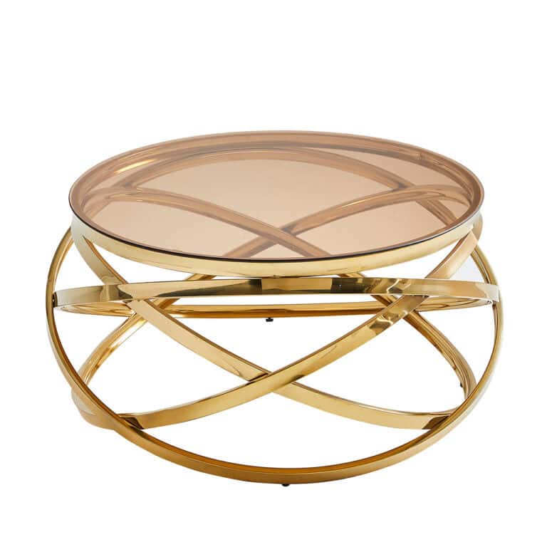 Large Rose Gold Round Abstract Coffee Table