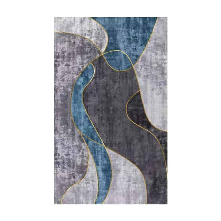 Printed Rug - Blue + Grey Wave