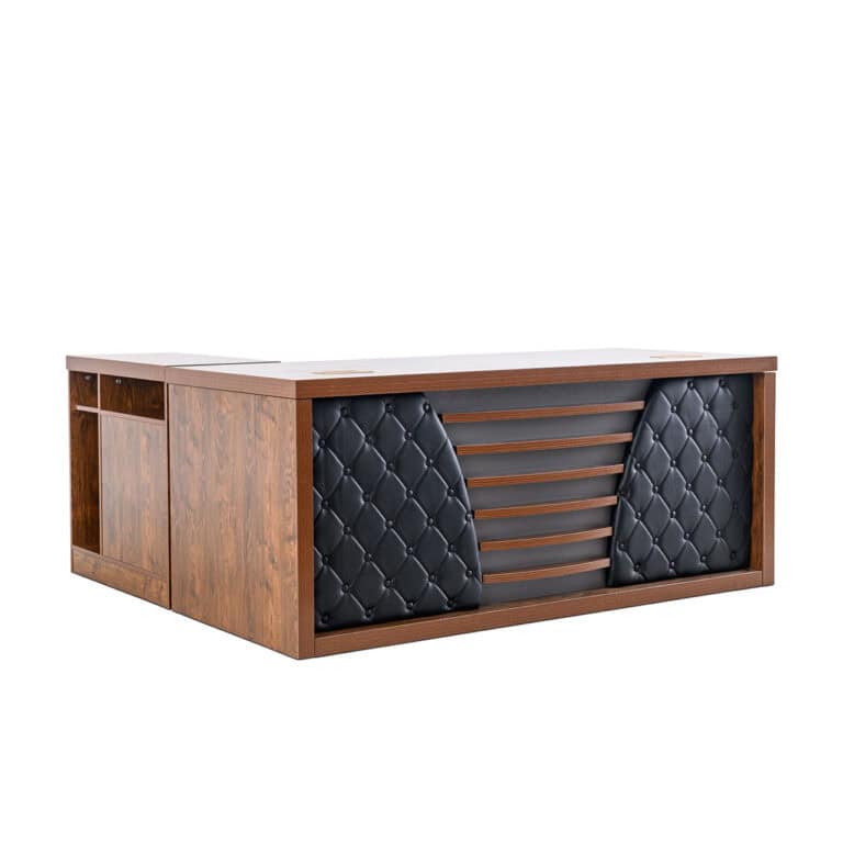 Executive Walnut Office Desk 1.8m With Credenza