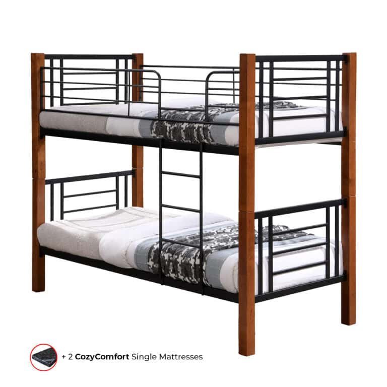 Thomas Wooden & Steel Double Bunk with CozyComfort Mattresses
