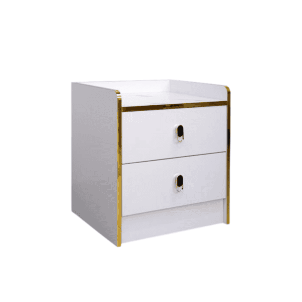 Modern White Nightstand With Gold Accents