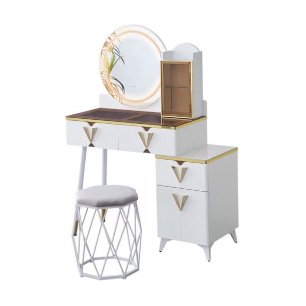 Elegant Dressing Table with LED Mirror and Stool