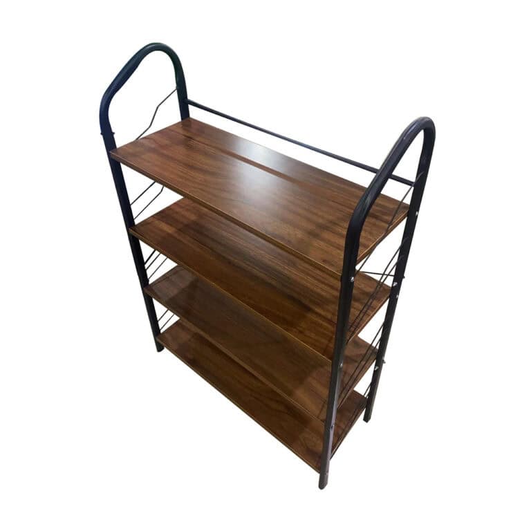 Industrial-Style Metal and Wood Shelf Stand
