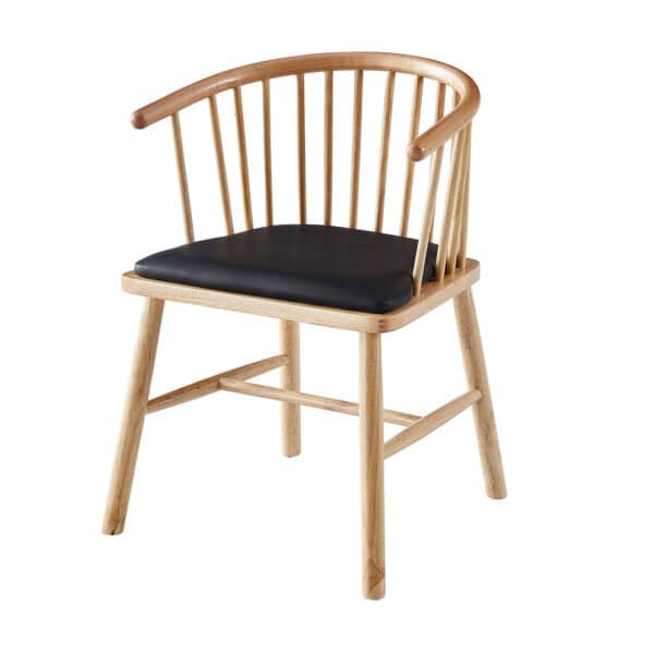 Solid Wood Spindle Back Dining Chair with Upholstered Seat