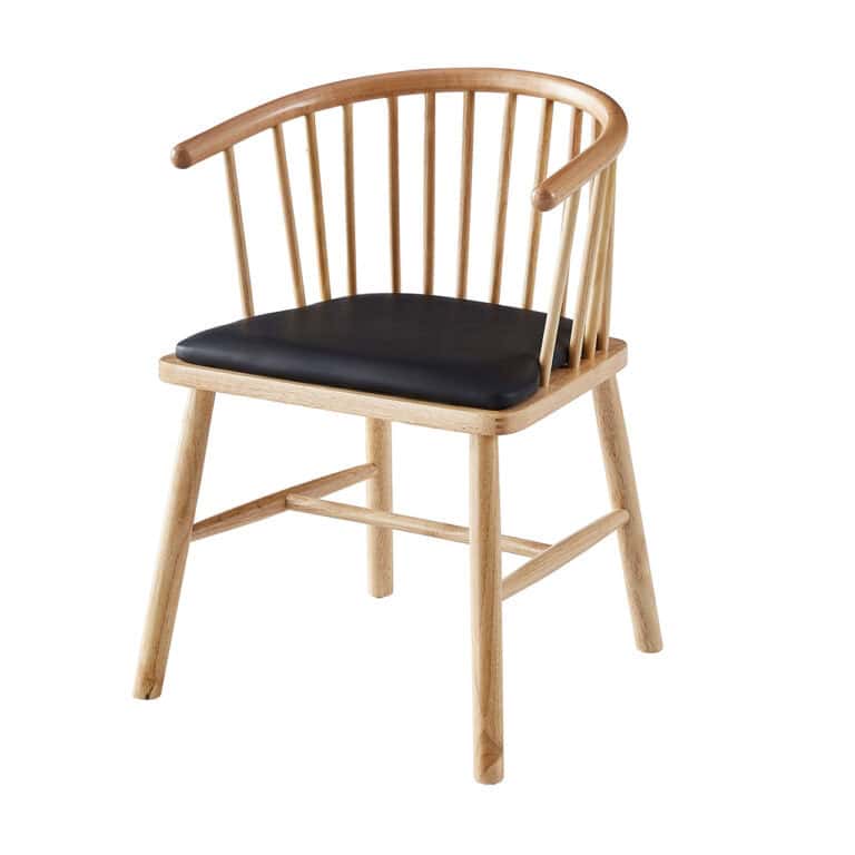 Solid Wood Spindle Back Dining Chair with Upholstered Seat