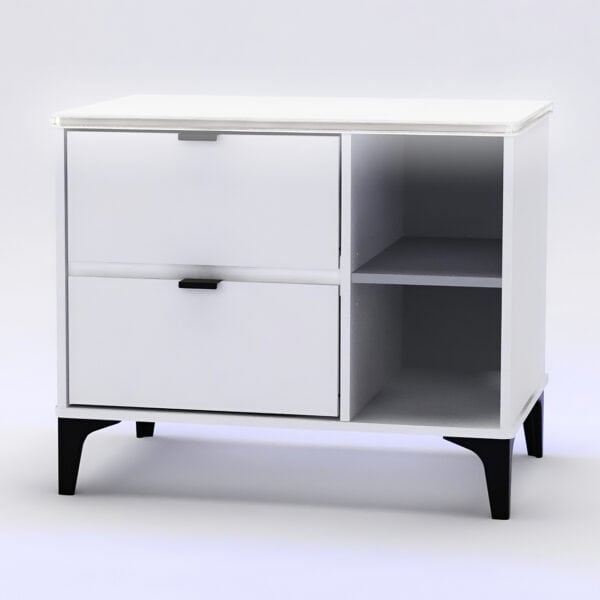 Modern White Nightstand with LED Accent Light