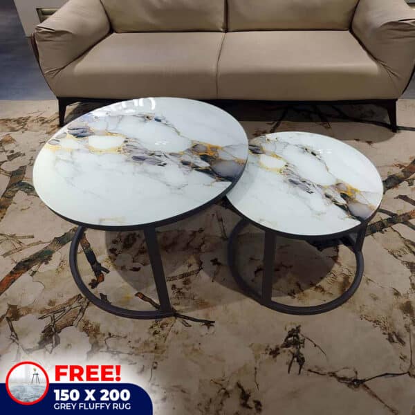 2-Piece Round Coffee Table Set