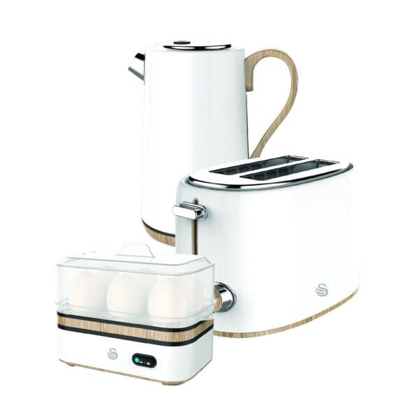 Swan - Cordless Kettle 2 Slice Toaster Egg Boiler White – SWTP1W