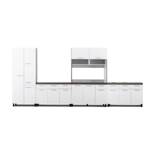Modern Kitchen Set with Sink Base - White + Dark Oak