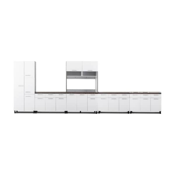 Modern Kitchen Set with Base & Sink - White + Dark Oak