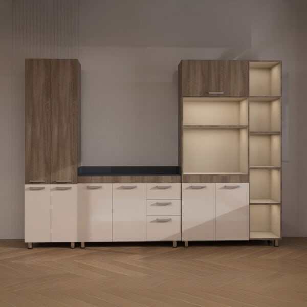 3 Piece Kitchen Scheme - Alpine Oak + Cappucino