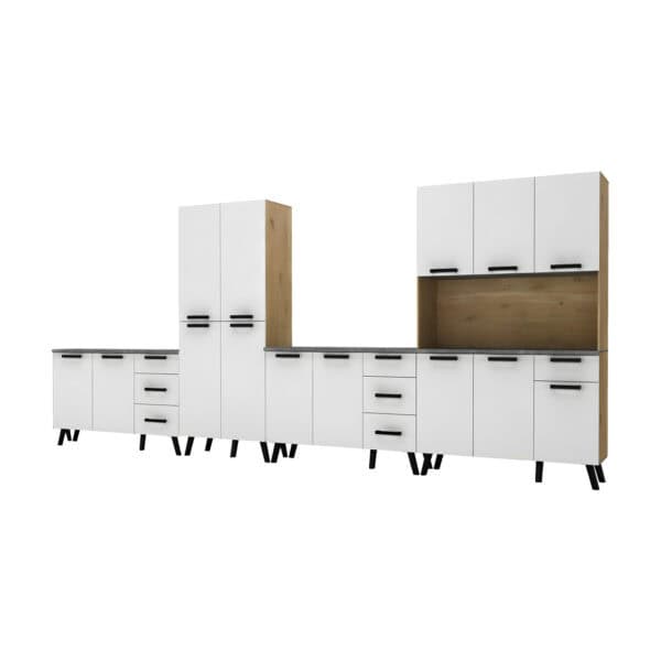 4 Piece Kitchen Set - UK Oak + Snow White