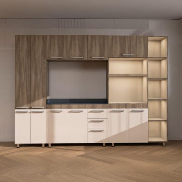 4 Piece Kitchen Scheme - Alpine Oak + Cappuccino