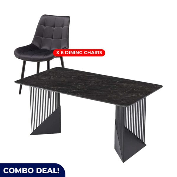 Black Marble Dining Set