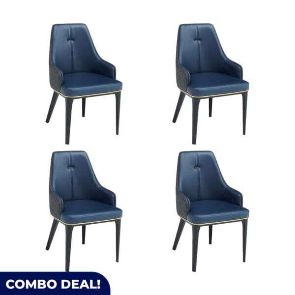 Modern Dark Blue Dining Chair - Set of 4