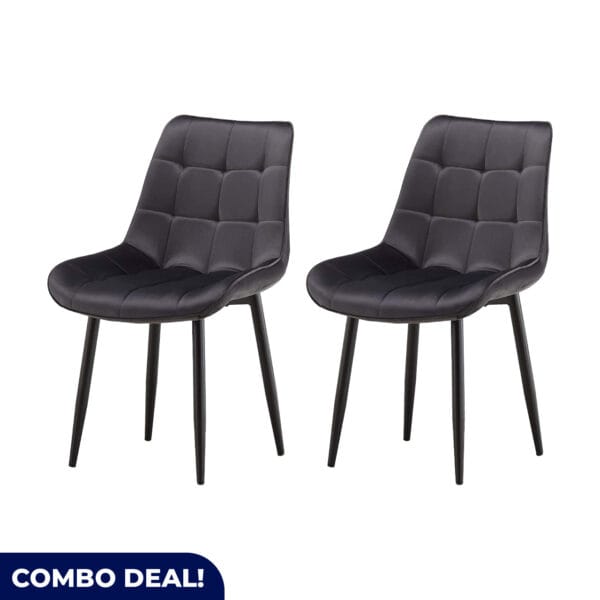 Grey Velvet Dining Chair - Set of 2