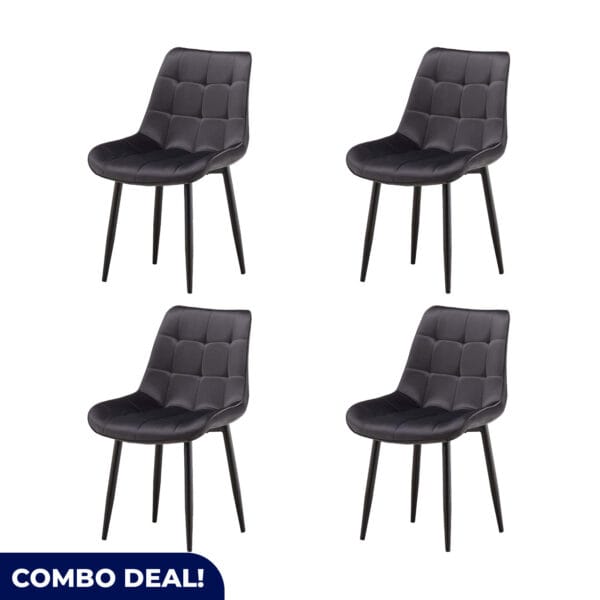 Grey Velvet Dining Chair - Set of 4
