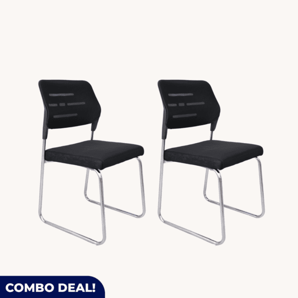 Set of 2 Curved Back Chrome Office Chairs