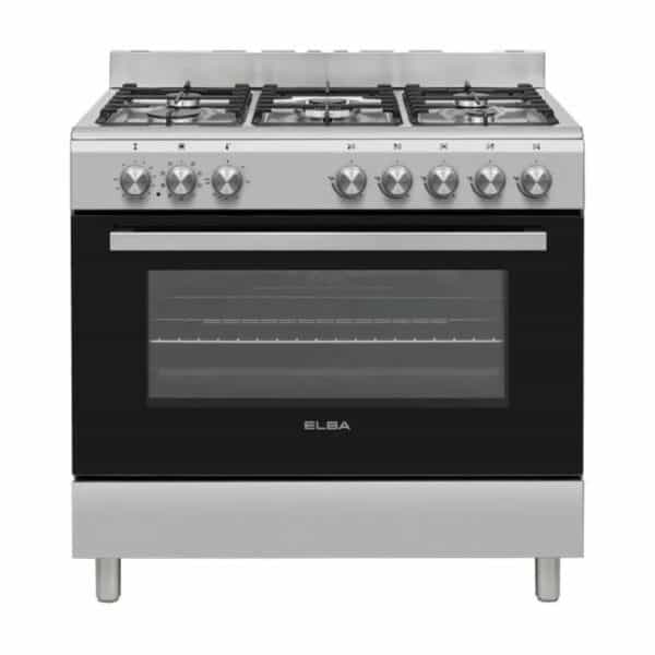 Elba - 90cm 5 Burner Gas Stove with Electric Oven Silver
