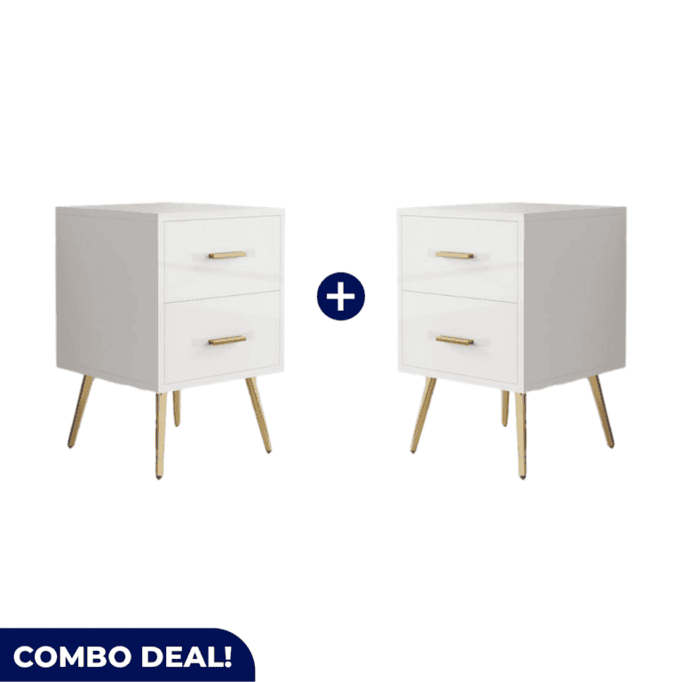Set of 2 Modern White Nightstands