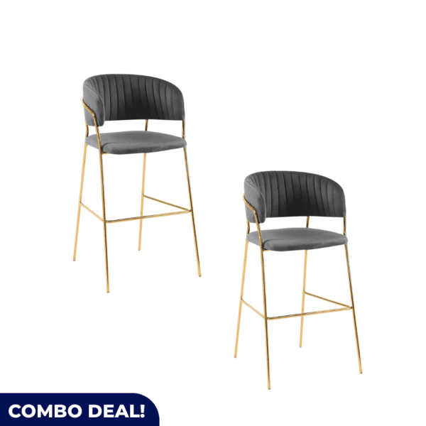 Set of 2 Gold Frame Bar Chairs – Elegant & Comfortable Seating