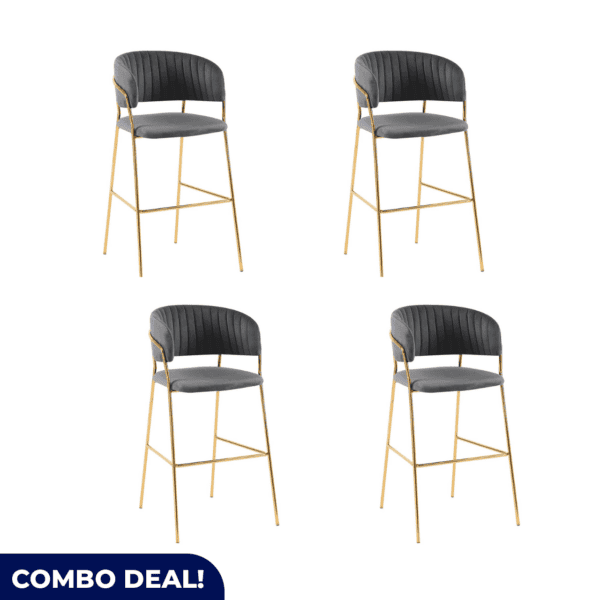 Set of 4 Gold Frame Bar Chairs – Elegant & Comfortable Seating