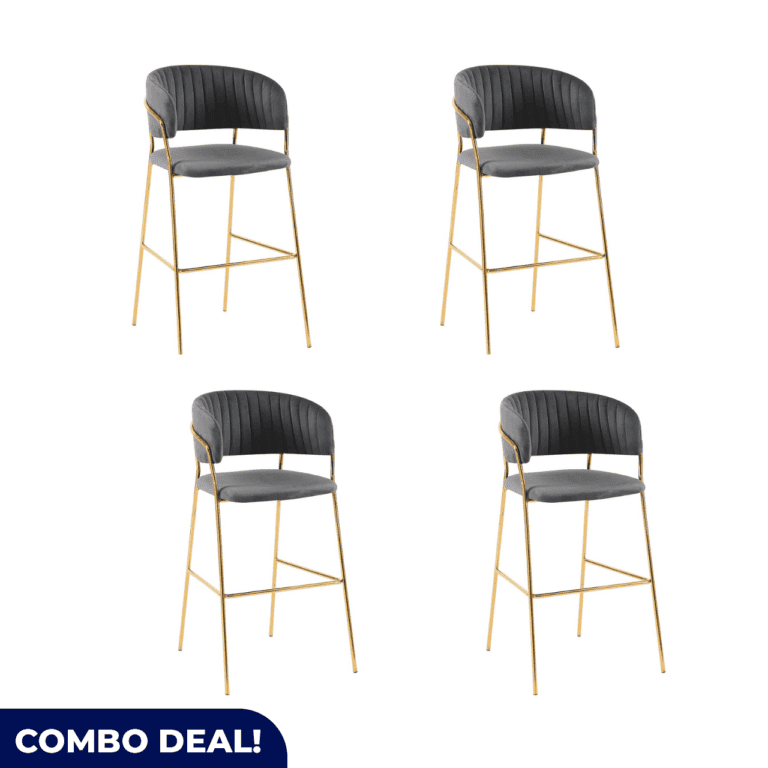 Set of 4 Gold Frame Bar Chairs – Elegant & Comfortable Seating