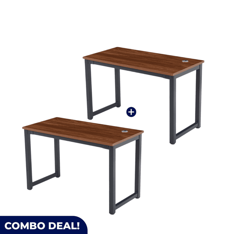 Industrial Wooden Desk Set (2-Pack) – Walnut & Black